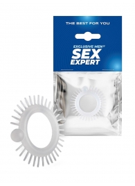 Эластичное эрекционное кольцо с шипиками и шариком - Sex Expert - в Химках купить с доставкой