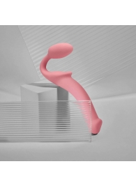 Розовый безремневой страпон Strap-on-me Semi-Realistic Bendable Strap-On size L - Strap-on-me - купить с доставкой в Химках