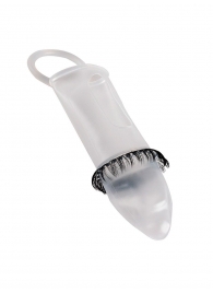 Закрытая насадка на пенис с подхватом мошонки и стимулирующими «ресничками» - Sextaz - в Химках купить с доставкой