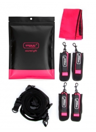 Черно-розовый эротический набор: фиксатор, оковы, наручники, повязка - Erokay - купить с доставкой в Химках