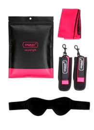 Черно-розовый эротический набор: маска, наручники и повязка - Erokay - купить с доставкой в Химках