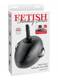 Черный надувной мяч с платформой для фиксации дилдо Body Dock Inflatable Love Ball - Pipedream - купить с доставкой в Химках