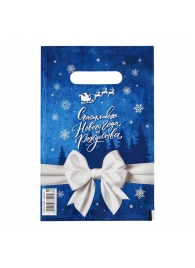 Сине-белый подарочный новогодний пакет с вырубной ручкой (20х30 см) - Сима-Ленд - купить с доставкой в Химках