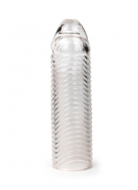 Прозрачная закрытая насадка на пенис с ребрышками - 16 см. - Sex Expert - в Химках купить с доставкой