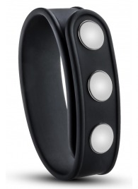 Черное эрекционное кольцо на кнопках - Blush Novelties - в Химках купить с доставкой