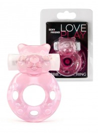 Розовое эрекционное виброкольцо в форме мишки - 1137 - в Химках купить с доставкой