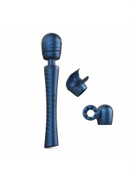 Синий вибромассажёр с насадками Man.wand Edgy - Manwan - в Химках купить с доставкой