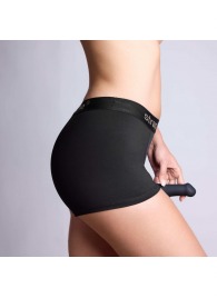 Черные трусики-боксеры для фиксации насадок Strap-on-me Harness Lingerie Allure - size L - Strap-on-me - купить с доставкой в Химках