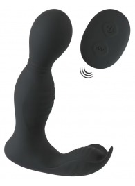 Черная анальная пробка с вибрацией, вращением и пультом ДУ RC Butt Plug with 2 Functions - Orion - в Химках купить с доставкой