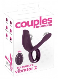 Фиолетовая насадка на член с клиторальным отростком и пультом ДУ RC Couple’s Vibrator 2 - Orion - в Химках купить с доставкой