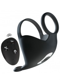 Черная вибронасадка для эрекции и стимуляции мошонки Cock ring with RC ball massager - Orion - в Химках купить с доставкой