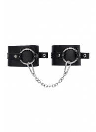 Черные оковы из толстой кожи с люверсами - Pecado - купить с доставкой в Химках