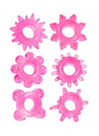 Набор из 6 розовых эрекционных колец с различным рельефом - Erowoman-Eroman - в Химках купить с доставкой