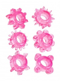 Набор из 6 розовых эрекционных колец с различным рельефом - Erowoman-Eroman - в Химках купить с доставкой