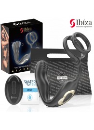 Черная анальная пробка с вращением и эрекционными кольцами - Ibiza - в Химках купить с доставкой