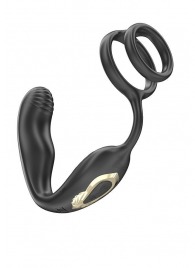 Черная анальная пробка с вращением и эрекционными кольцами - Ibiza - в Химках купить с доставкой