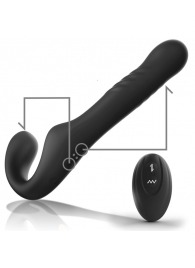 Черный безремневой страпон с вибрацией и возвратно-поступательными движениями - 24 см. - Ibiza - купить с доставкой в Химках