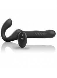 Черный безремневой страпон с вибрацией и возвратно-поступательными движениями - 24 см. - Ibiza - купить с доставкой в Химках