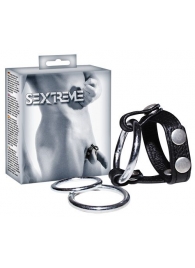 Подхват для мошонки с 3 съемными эрекционными кольцами Leder-Riemen - Orion - в Химках купить с доставкой