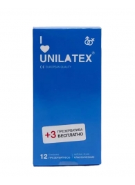 Классические презервативы Unilatex Natural Plain - 12 шт. + 3 шт. в подарок - Unilatex - купить с доставкой в Химках