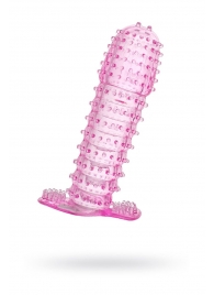 Гелевая розовая насадка с шипами - 12 см. - Toyfa Basic - в Химках купить с доставкой