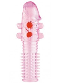 Гелевая розовая насадка с шариками и шипами - 14 см. - ToyFa - в Химках купить с доставкой