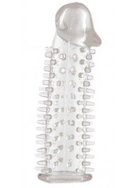 Прозрачная насадка на половой член с закрытой головкой и шипами - 12,5 см. - Toyfa Basic - в Химках купить с доставкой