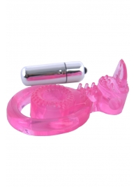Розовая вибронасадка со стимулятор клитора   Язычок - Toyfa Basic - в Химках купить с доставкой
