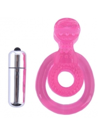 Розовая вибронасадка со стимулятор клитора   Язычок - Toyfa Basic - в Химках купить с доставкой