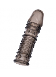 Дымчатая закрытая насадка ToyFa XLover с чешуйками и пупырышками - 13,5 см. - ToyFa - в Химках купить с доставкой