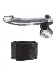 Чёрная утяжка на мошонку 1  Velcro Ball Stretcher - BlueLine - купить с доставкой в Химках