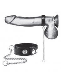 Утяжка на пенис с поводком Snap Cock Ring With 12  Leash - BlueLine - купить с доставкой в Химках
