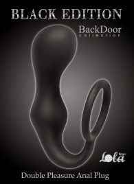 Чёрное эрекционное кольцо с анальной пробкой Double Pleasure Anal Plug - Lola Games - в Химках купить с доставкой