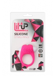 Розовое эрекционное кольцо с щеточкой LIT-UP SILICONE STIMU RING 5 - Dream Toys - в Химках купить с доставкой