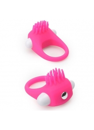 Розовое эрекционное кольцо с щеточкой LIT-UP SILICONE STIMU RING 5 - Dream Toys - в Химках купить с доставкой