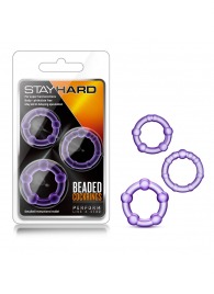 Набор из 3 фиолетовых эрекционных колец Stay Hard Beaded Cockrings - Blush Novelties - в Химках купить с доставкой