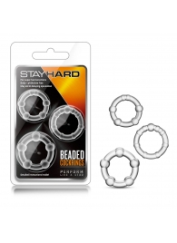 Набор из 3 прозрачных эрекционных колец Stay Hard Beaded Cockrings - Blush Novelties - в Химках купить с доставкой