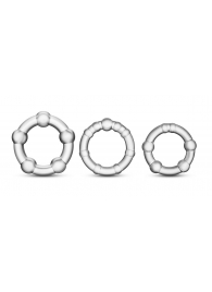 Набор из 3 прозрачных эрекционных колец Stay Hard Beaded Cockrings - Blush Novelties - в Химках купить с доставкой