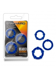 Набор из 3 синих эрекционных колец Stay Hard Beaded Cockrings - Blush Novelties - в Химках купить с доставкой