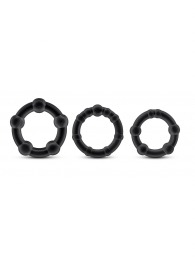 Набор из 3 чёрных эрекционных колец Stay Hard Beaded Cockrings - Blush Novelties - в Химках купить с доставкой