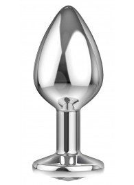 Большая серебристая анальная пробка Diamond Clear Sparkle Large с прозрачным кристаллом - 8 см. - Lola Games - купить с доставкой в Химках