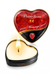 Массажная свеча с ароматом клубники Bougie Massage Candle - 35 мл. - Plaisir Secret - купить с доставкой в Химках