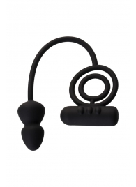 Чёрное эрекционное кольцо с вибропулькой и анальным хвостом - Erotist Adult Toys - в Химках купить с доставкой