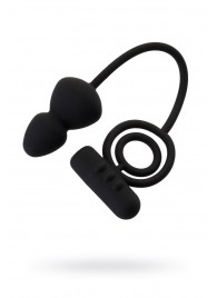 Чёрное эрекционное кольцо с вибростимулятором и анальным хвостом - Erotist Adult Toys - в Химках купить с доставкой