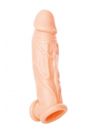 Телесная насадка на пенис с фиксацией мошонки - 18,5 см. - ToyFa - в Химках купить с доставкой