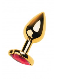 Золотистая анальная пробка с кристаллом-сердцем - 7,5 см. - ToyFa - купить с доставкой в Химках