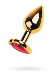 Золотистая анальная пробка с кристаллом-сердцем - 7,5 см. - ToyFa - купить с доставкой в Химках