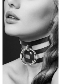 Чёрный тройной чокер с большим кольцом - Bijoux Pour Toi - купить с доставкой в Химках