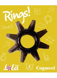Чёрное эрекционное кольцо Rings Cogweel - Lola Games - в Химках купить с доставкой