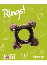 Чёрное эрекционное кольцо Rings Screw - Lola Games - в Химках купить с доставкой